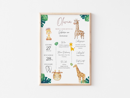 Baby Milestone Card | Giraffe Theme