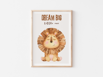 Dream Big Little One Safari Poster | Baby Room Decor