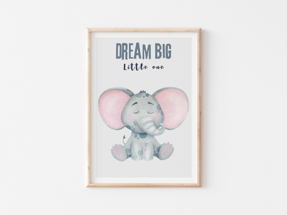 Dream Big Little One Safari Poster | Baby Room Decor