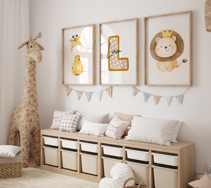 Babyroom Poster | Safari Adventure Lion Giraffe