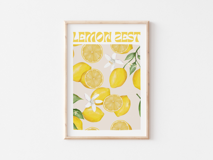 Lemon Art Print | Inspirational Wall Decor | Minimal Neutral Gallery | Dorm Room Decor