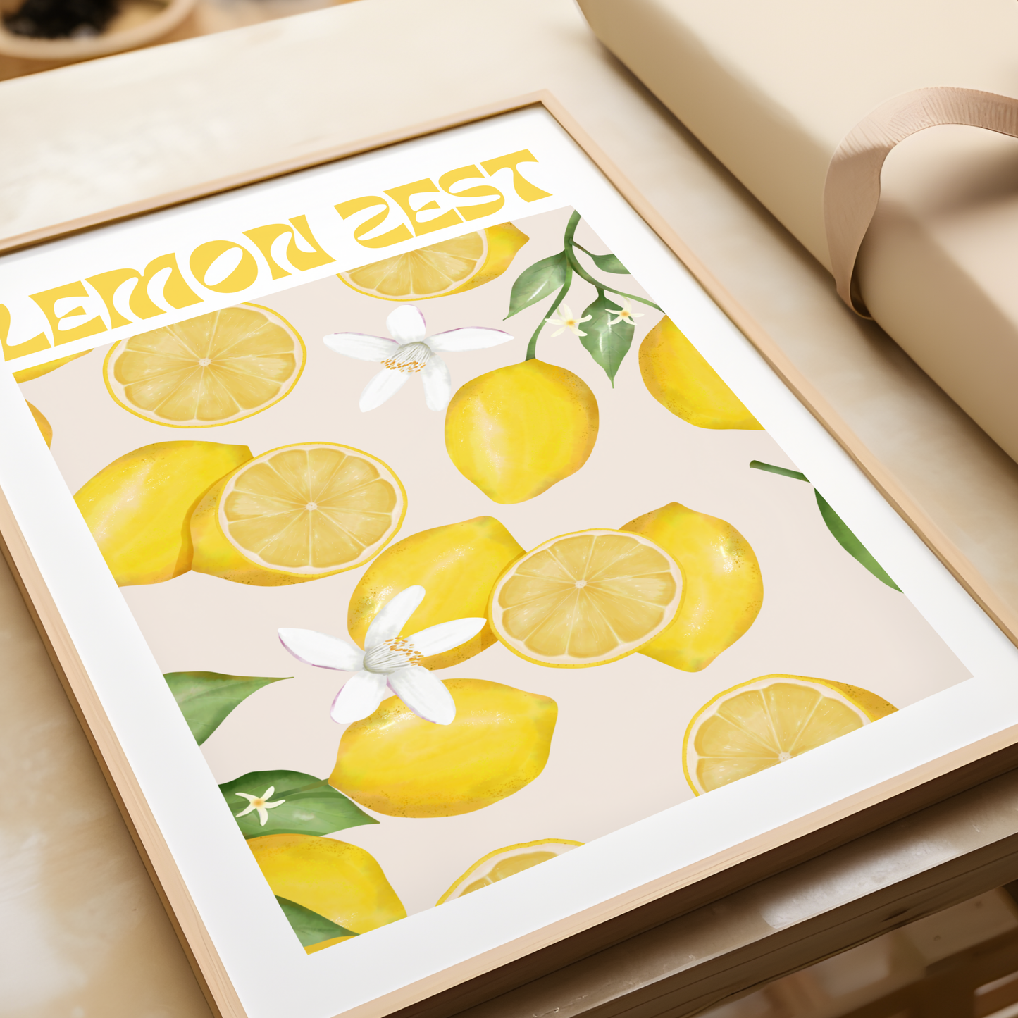 Lemon Art Print | Inspirational Wall Decor | Minimal Neutral Gallery | Dorm Room Decor