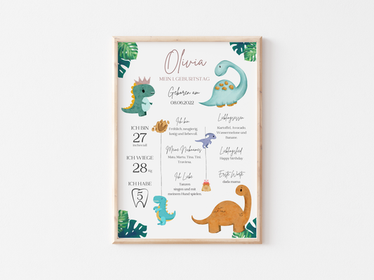 Baby Milestone Card | Dino -Theme