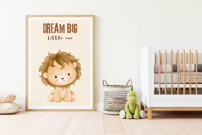 Dream Big Little One Safari Poster | Baby Room Decor