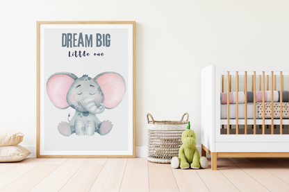 Dream Big Little One Safari Poster | Baby Room Decor