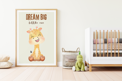 Dream Big Little One Safari Poster | Baby Room Decor