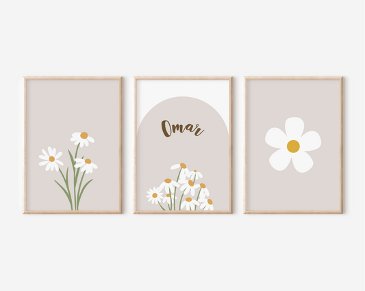 Minimalist Daisy Baby Name Poster