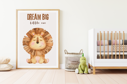 Dream Big Little One Safari Poster | Baby Room Decor