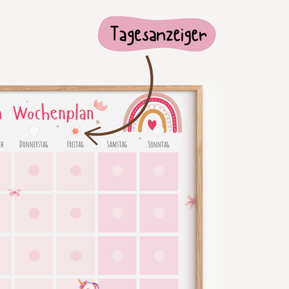 Einhorn Wochenplan für Kinder zum Ausdrucken