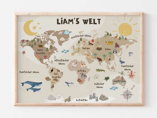 World Map for Children's Room | Pink