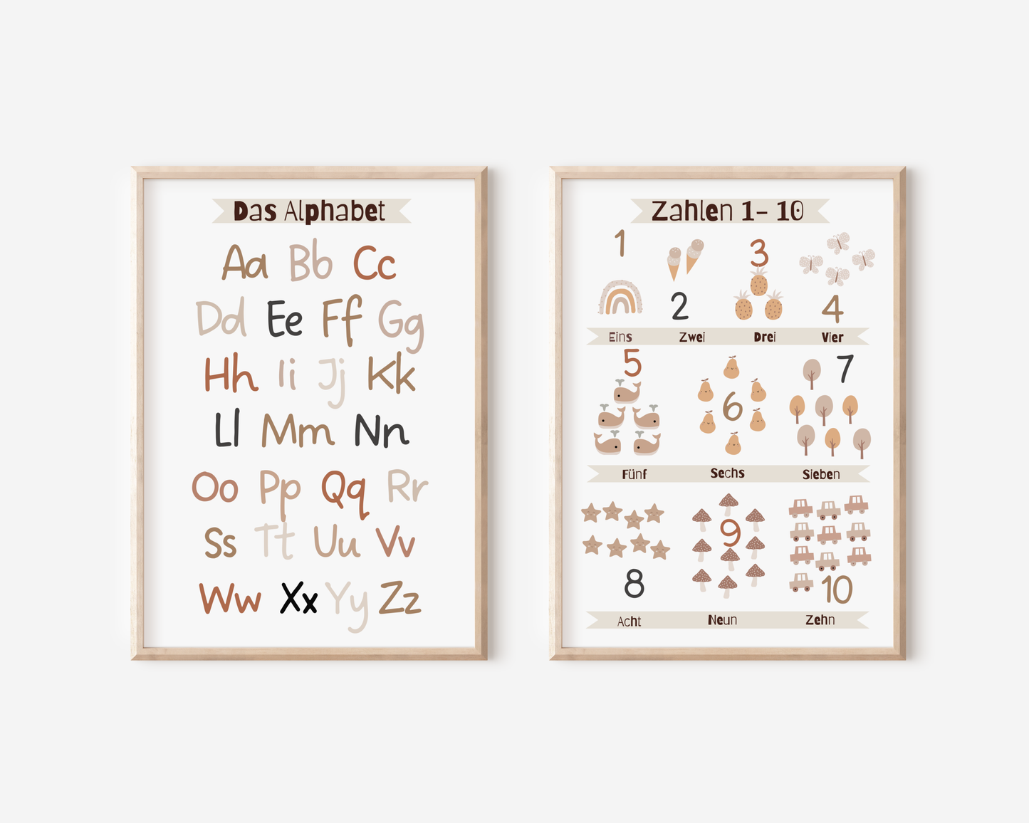 ABC und Zahlenposter Kinderzimmer | Alphabet Poster | Buchstaben | Zahlen von 1 bis 10 | Lernposter im Montessori (Copy)