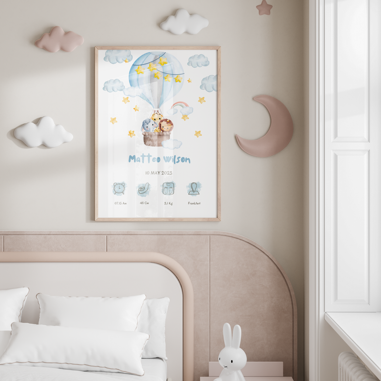 Personalised Baby Birth Chart | Birth Announcement | Blue